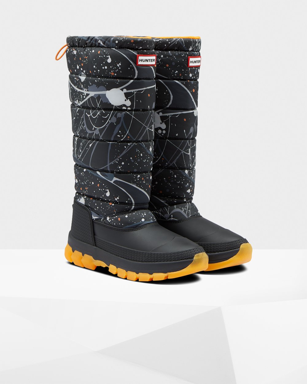 Hunter Original Printed Insulated Tall Snow Boots - Clearance Sale Womens Grey Black - DGMWFP528